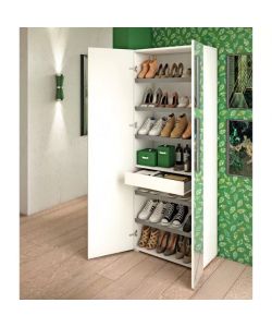 Terraneo Armadio Multiuso Bianco con 2 Ante e Cassetto - 72x37x195 cm