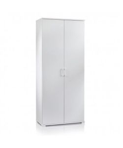 Terraneo Mobile Armadio Doppia Anta 4 Ripiani Regolabili Bianco - Design Moderno - 90x45x195 cm