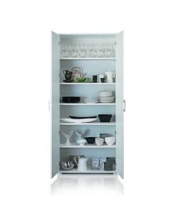 Terraneo Mobile Armadio Doppia Anta 4 Ripiani Regolabili Bianco - Design Moderno - 90x45x195 cm