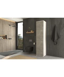 Terraneo Mobile Armadietto Bianco Cemento 45x45x195 - 4 Ripiani Regolabili - Design Moderno