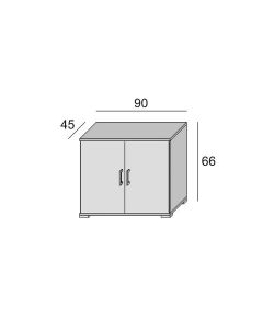 Terraneo Mobiletto Doppia Anta Bianco e Cemento 90x45x66 cm - Mobili