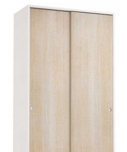 Terraneo Mobile Armadio Doppia Anta Scorrevole Bianco Rovere 90x45x195 - Design Moderno e Funzionale - Quattro Ripiani Regolabili