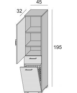 Mobile multiuso con cestello porta biancheria Bianco