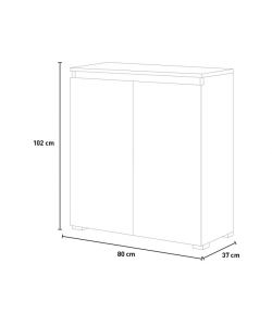 Terraneo Mobile Multiuso Bianco 2 Ante - 3 Ripiani Regolabili - 80x37x102 cm
