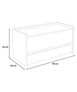 Terraneo Baule Contenitore Bianco e Cemento - Panca d'Ingresso 90x40x46