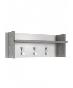 Terraneo Pannello Appendiabiti Bianco e Cemento con Ripiano e 3 Ganci - Design Elegante per Ingresso e Corridoio - 90x29x34 cm