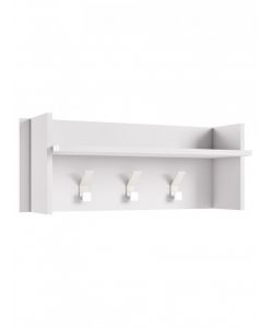Terraneo Pannello Appendiabiti Bianco con Ripiano e 3 Ganci - 90x29x34 cm
