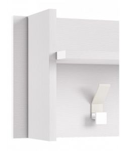 Terraneo Pannello Appendiabiti Bianco con Ripiano e 3 Ganci - 90x29x34 cm