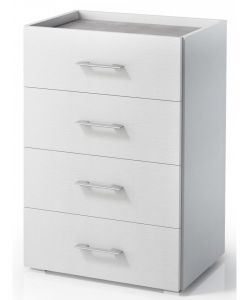 Terraneo Cassettiera 4 Cassetti Bianco con Piano Cemento 60x41x87