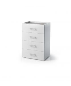 Terraneo Cassettiera 4 Cassetti Bianco con Piano Cemento - Elegante e Funzionale