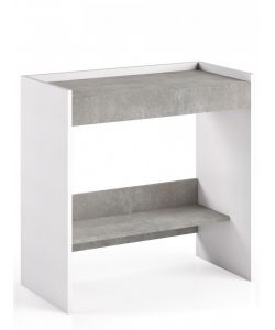 Scrivania home office a terra bianca con piano color cemento