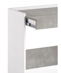 Scrivania home office a terra bianca con piano color cemento