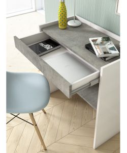 Scrivania home office a terra bianca con piano color cemento