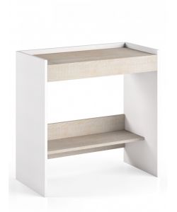 Scrivania home office a terra bianca con piano rovere