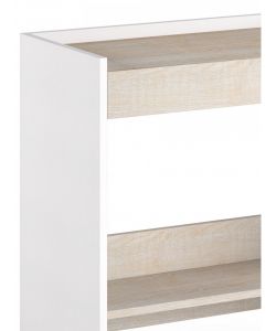 Scrivania home office a terra bianca con piano rovere