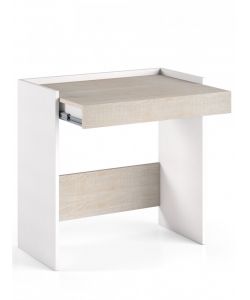 Scrivania home office a terra bianca con piano rovere