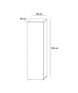 Terraneo Mobile Bianco con Anta e 7 Ripiani Inclinabili - 50x30x182 cm