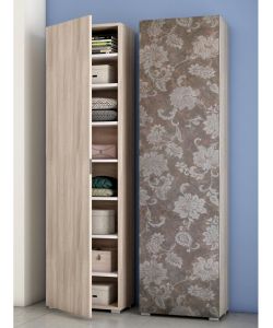 Terraneo Mobile Multiuso Olmo con Anta Fantasia Fiori - 7 Ripiani - 50x30x182 cm