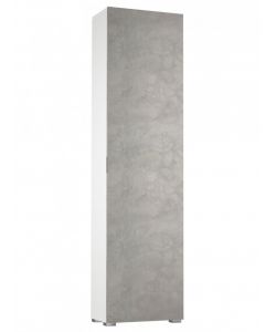 Terraneo Mobile Bianco con Anta Cemento e 7 Ripiani - 50x30x182 cm