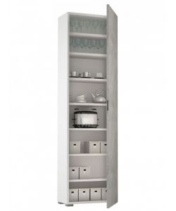 Terraneo Mobile Bianco con Anta Cemento e 7 Ripiani - 50x30x182 cm