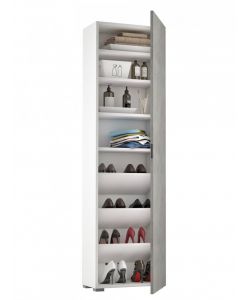 Terraneo Mobile Bianco con Anta Cemento e 7 Ripiani - 50x30x182 cm