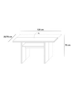 Terraneo Tavolo Consolle Estensibile Opl Vintage 120x35/70x75