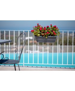 Balconiera Colorado con kit sottovaso e ganci Grippo - 50x18 cm - Smoke