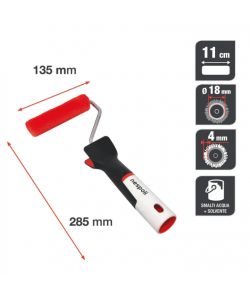 Nespoli Minirullo Pittura 11 cm Rosso Teflon Soft Touch per Smalti