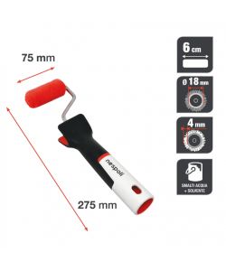 Nespoli Minirullo Pittura 6 cm Rosso Teflon Manico Soft Touch