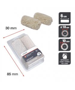 Nespoli Ricarica Mini Rullo Teflon 6 cm per Pittura Legno - 2 Pezzi