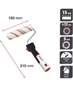 Nespoli Rullo Pittura 15 cm Teflon Superfici Lisce - Manico Soft Touch