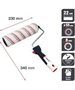 Nespoli Rullo Pittura Teflon 22cm Superfici Lisce Manico Soft Touch