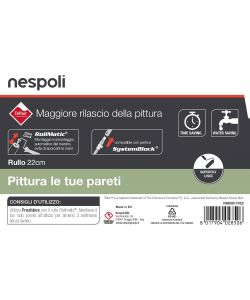 Nespoli Rullo Pittura Teflon 22cm Superfici Lisce Manico Soft Touch