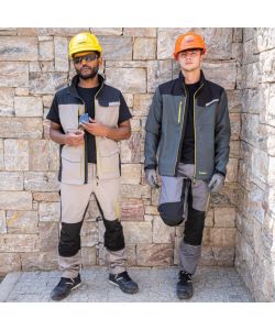 Kapriol Pantaloni da Lavoro Slim Grigio - Tessuto Resistente e Leggero - Tasche Porta Metro e Ginocchia - Taglia L