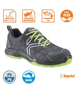 Kapriol Scarpe Antinfortunistiche - Grigio Scuro e Verde, Taglia 40 - Suola Poliuretano, Fodera Traspirante, Punta in Acciaio