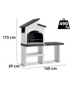 Barbecue Ravello in muratura grigio - Griglia regolabile 166x59x173 cm