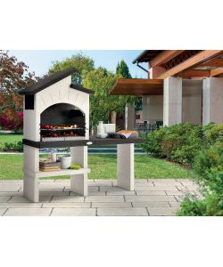 Barbecue Ravello in muratura grigio - Griglia regolabile 166x59x173 cm