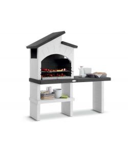 Barbecue Ravello in muratura grigio - Griglia regolabile 166x59x173 cm