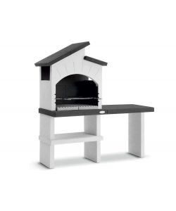 Barbecue Ravello in muratura grigio - Griglia regolabile 166x59x173 cm