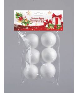Set 6 Sfere in Polistirolo Bianco da Decorare - Diametro 5 cm
