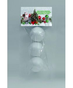 Set 3 Sfere in Polistirolo Bianco da Decorare - Diametro 7 cm