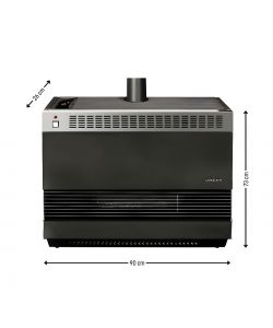 Lincar Stufa a Gas Nera Turbo 1200W Termostato Regolabile 90x26x73 cm