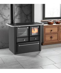 Lincar Cucina a Legna Gaia 4,5 Antracite con Forno a Vista - 7,36kW