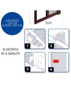 Zanzariera Orizzontale a Molla - Marrone - 160x250 cm