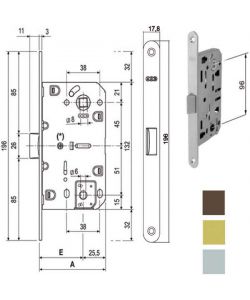 Serratura Infilare Legno Mediana E50 Bagno Bronzata 1102 Agb
