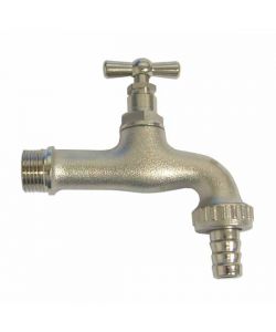 Rubinetto Ottone Nichelato Vite 1/2' Portagomma 3/4'