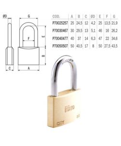 Lucchetto Ottone Mm 50 Arco Medio City Iseo