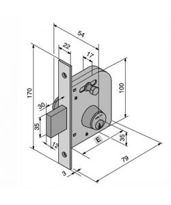 Serratura Infilare per porte in Ferro 605.00.00.1 065.45.00.0 Welka