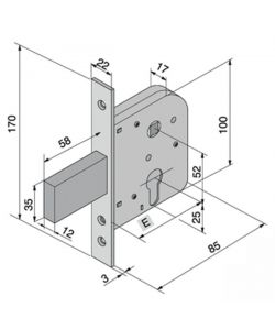 Serratura Infilare per porte in Ferro              068.50.00.0 Welka