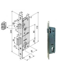 Serratura da infilare per porte in alluminio 101.30.01.0 Welka